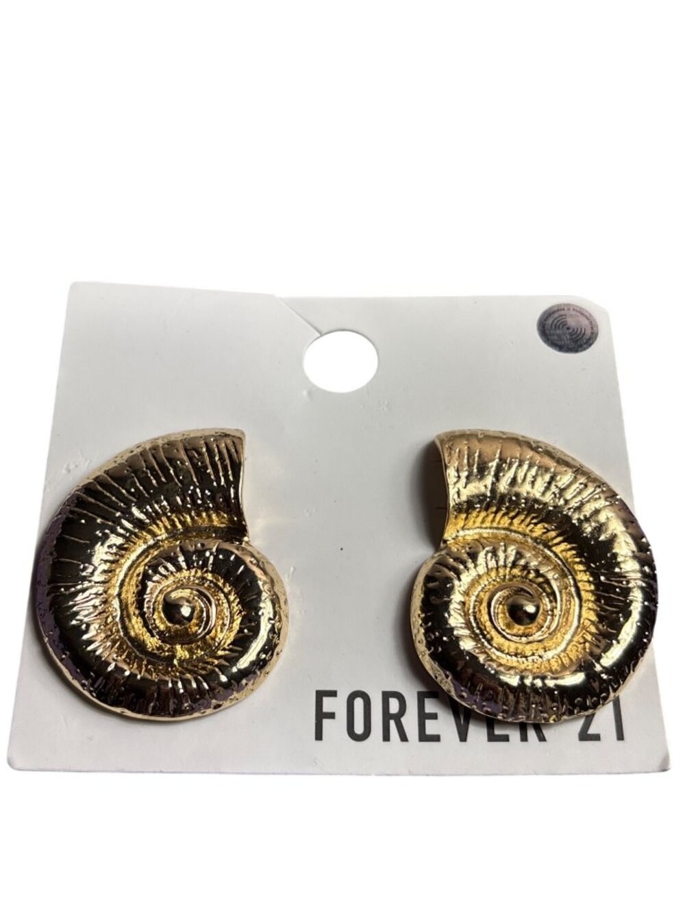 Forever 21 Chunky Goldtone Shell Stud Earrings 1.75 inches New